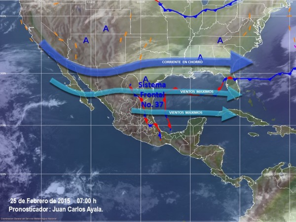 Se espera que el frente No. 37 se reactive en el transcurso del día de hoy, mantendrá viento del Norte a lo largo del litoral de ambas entidades