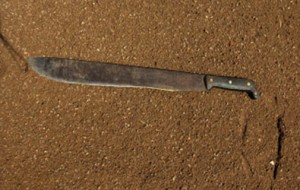 Los maleantes dejaron un machete tirado en la huida