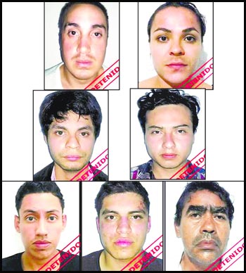 Fernando Navarro Méndez, de 25 años, Lucio Esteban Murillo Sibaja, de 52 años, Carlos Arturo Ventura Cano, de 25 años, y Cristian Guadalupe Arias González, de 27 años entre otros, fueron presentados como responsables del secuestro y asesinado de Oscar Sandoval Todd