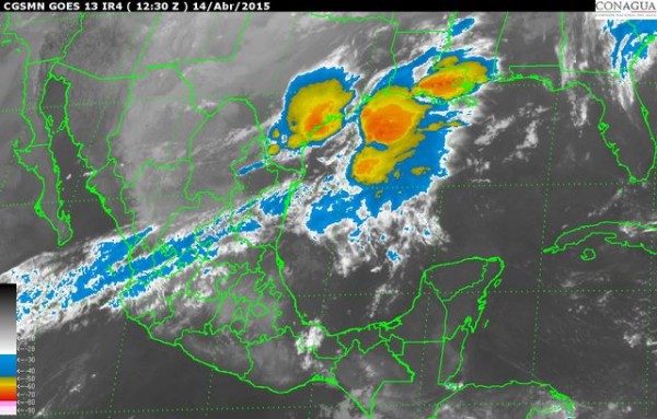 La persistente entrada de humedad proveniente del Pacífico mantiene cielo nublado en Tamaulipas y Veracruz. Lluvias en el norte de esta última entidad
