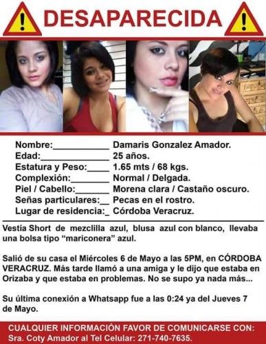 Se llama Damaris González Amador de 25 años y desapareció desde el 7 de Mayo