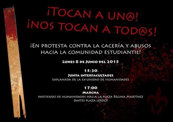 En redes sociales convocaron a una marcha mañana para condenar la agresión este lunes a las 17 horas partiendo de Humanidades a Plaza Lerdo