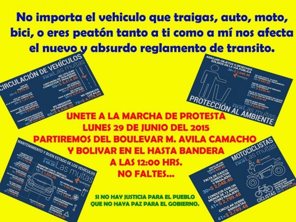 Invitan a todos sumarse contra el nuevo Reglamento de Tránsito del estado que impone multas muy lesivas a la población