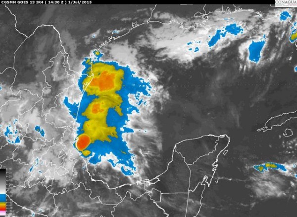 Persistirá el potencial de lluvias y tormentas eléctricas en la mayor parte de la región de pronóstico, principalmente  sobre el centro de Tamaulipas, zona norte y sur de Veracruz.