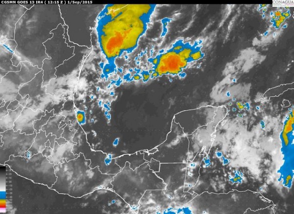Se esperan lluvias intensas (75 a 150 mm) en el sur del Estado de Veracruz, continuando el ambiente caluroso a muy caluroso en ambas entidades.