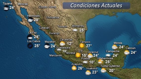  Potencial para lluvias con tormentas eléctricas en regiones montañosas y sur de Veracruz así como en el norte de Tamaulipas con ambiente caluroso en la mayor parte de ambos estados.