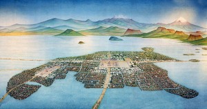 La gran Tenochtitlán, pintada por el pintor mexicano, Luis Covarruvias