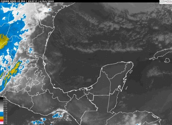 Se prevé bajo potencial de lluvias sobre la vertiente oriental del país, esperándose menores a 25 mm en zonas serranas de Veracruz.