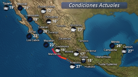 Se mantendrán lluvias puntualmente intensas en el sur de la entidad veracruzana y fuertes en el resto del estado de Veracruz y Tamaulipas.