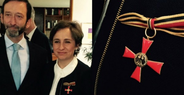 Alemania le da Cruz de la Orden del Mérito a la periodista Carmen Aristegui, Francia le dio la de Legión de Honor