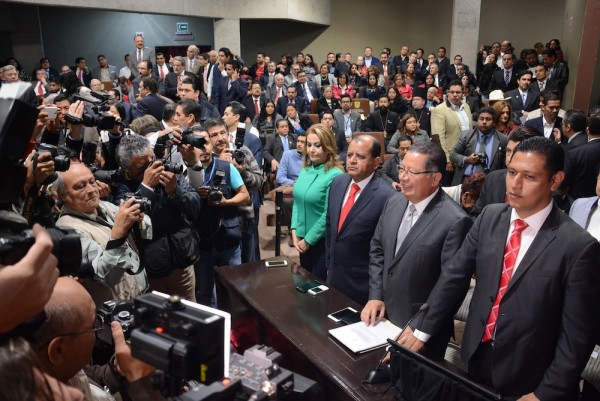 Flavino Ríos durante la comparecencia en el Congreso de Veracruz/Fotover