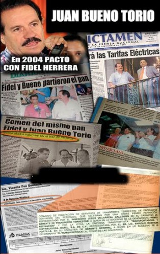 Lo acusa de haber pactado con Fidel Herrera desde el 2004, como Gerardo Buganza Salmerón