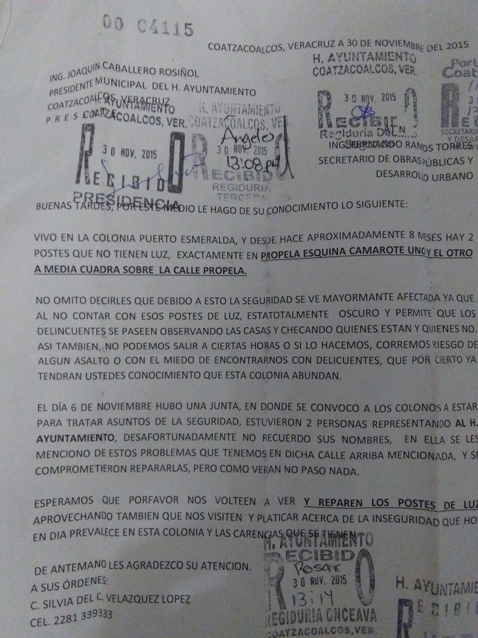 carta vecinos